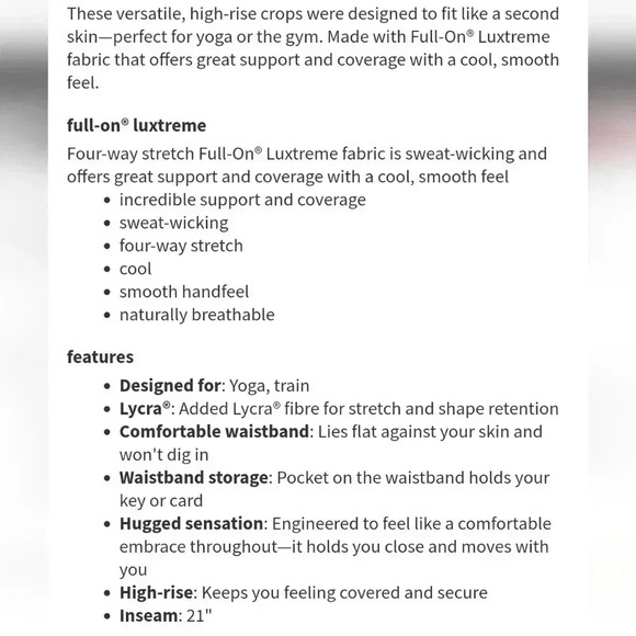 Lululemon Wunder Under Crop (Hi-Rise) (Full-On Luxtreme 21")Fractal Alpine Whi - Picture 15 of 15